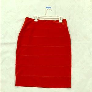 Orange pencil skirt